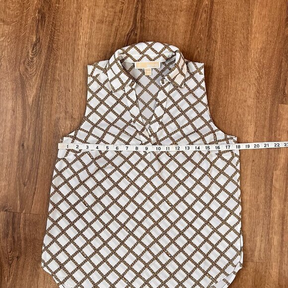Michael Kors Chain Print Preppy Sleeveless Button Down Blouse Sz XS - Picture 6 of 11